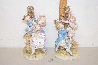 Lot 105 - A pair of continental porcelain figure groups