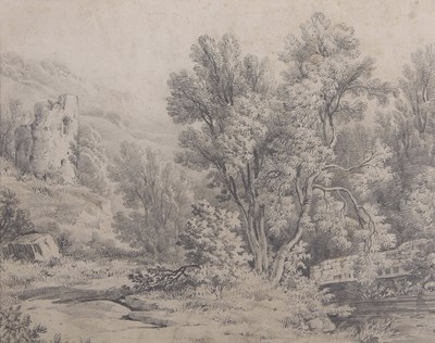 Lot 456 - British School, 19th century, Countryside...