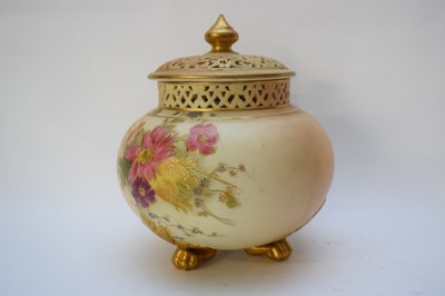 Lot 90 - Royal Worcester globular vase with reticulated...