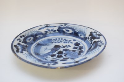 Lot 91 - 18th century Delft dish with blue and white...