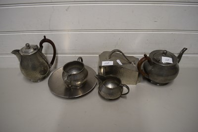 Lot 66A - TALBOT HAMMERED PEWTER TEA SET PLUS OTHER ITEMS