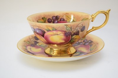 Lot 92 - Aynsley cup and saucer decorated with fruit,...