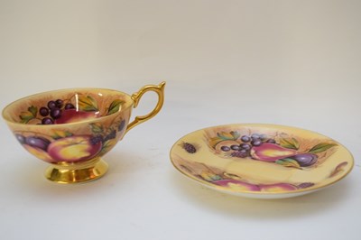 Lot 92 - Aynsley cup and saucer decorated with fruit,...