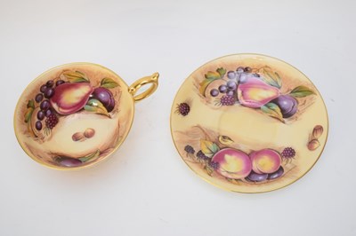 Lot 92 - Aynsley cup and saucer decorated with fruit,...