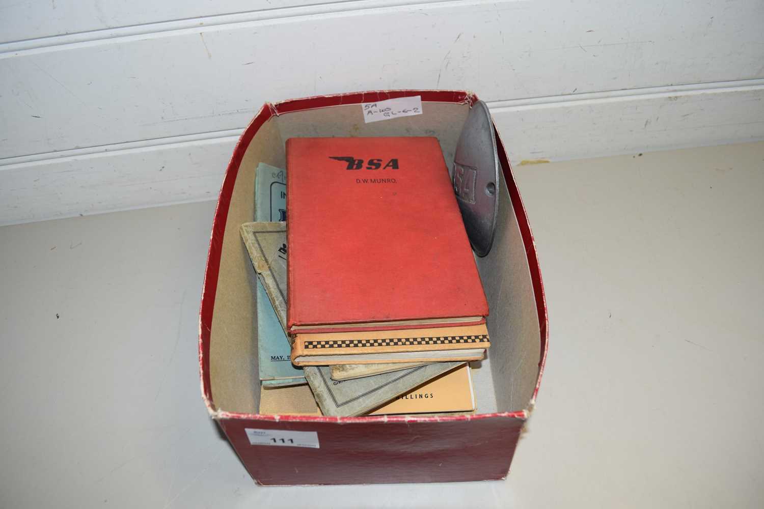 Lot 111 - BOX VARIOUS ASSORTED VINTAGE MOTORCYCLE...