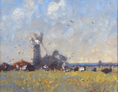 Lot 448 - Geoffrey Chatten (b.1938), Berney Arms, oil on...