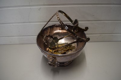 Lot 159 - SILVER PLATED PEDESTAL BOWL TOGETHER WITH A...