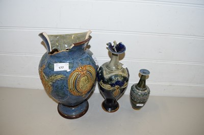 Lot 177 - SMALL DOULTON VASE TOGETHER WITH TWO FURTHER...