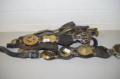 Lot 214 - COLLECTION OF HORSE BRASSES ON LEATHER BACKS