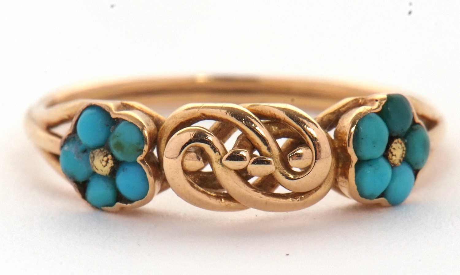 Lot 50 - An Art Nouveau style turquoise ring, set with...