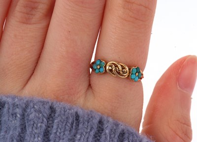 Lot 50 - An Art Nouveau style turquoise ring, set with...