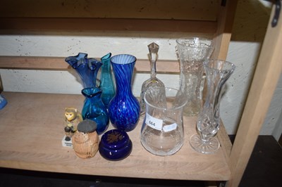 Lot 664 - MIXED LOT VARIOUS COLOURED GLASS VASES, GLASS...