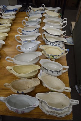 Lot 683 - COLLECTION OF 21 VARIOUS POTTERY GRAVY BOATS