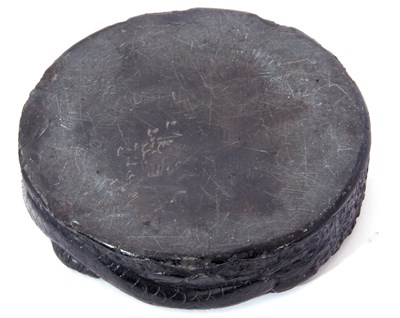Lot 150 - Chinese circular black slate inkwell and cover...