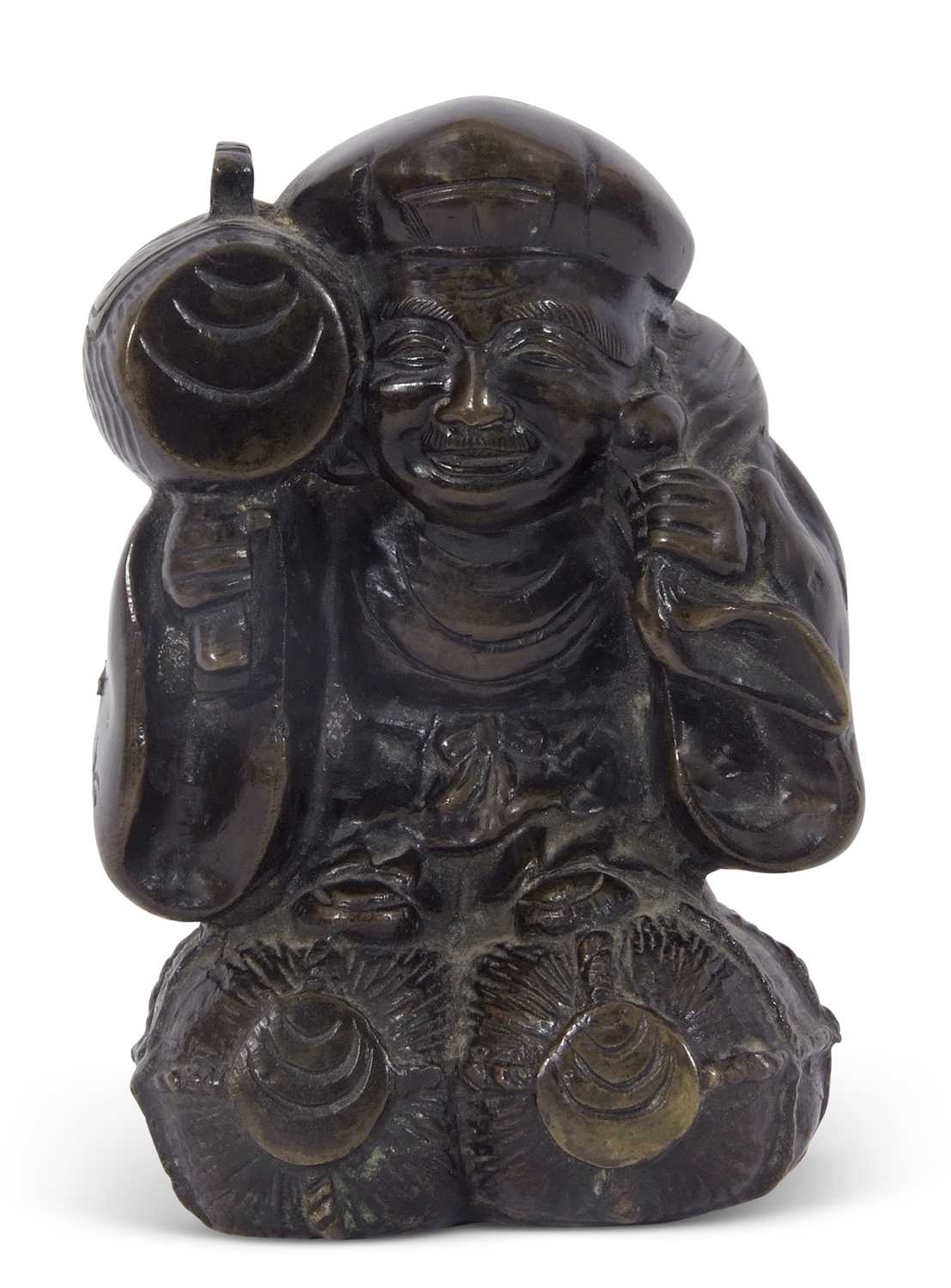 Lot 26 - Heavy bronze figure of a Chinese deity, 14cm high
