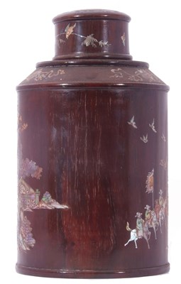 Lot 155 - Chinese hardwood caddy decorated in mother of...
