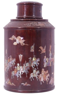 Lot 155 - Chinese hardwood caddy decorated in mother of...