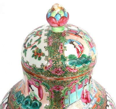 Lot 157 - Cantonese porcelain vase and cover, the green...