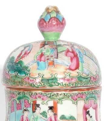 Lot 157 - Cantonese porcelain vase and cover, the green...