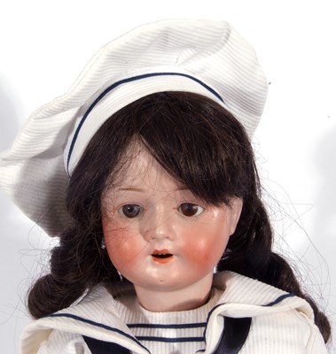 Lot 187 - Doll dressed in naval uniform by Strobel &...