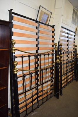 Lot 716 - MODERN BRASS AND METAL DOUBLE BED FRAME