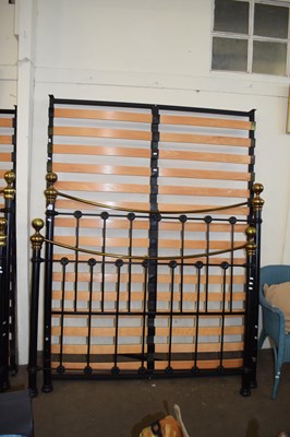 Lot 718 - MODERN BRASS AND IRON DOUBLE BED FRAME