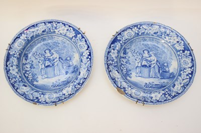 Lot 117 - Two Staffordshire blue printed plates with the...