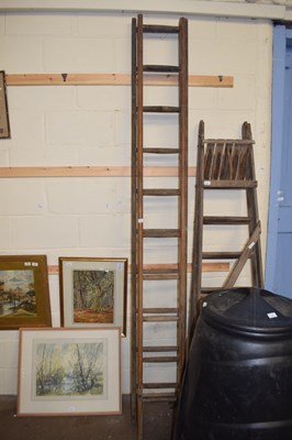 Lot 759 - PAIR OF WOODEN LADDERS