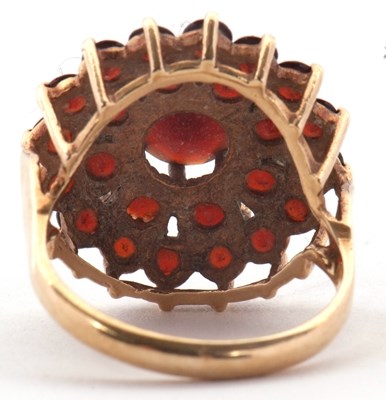 Lot 20 - A 9ct garnet cluster ring, set throughout with...
