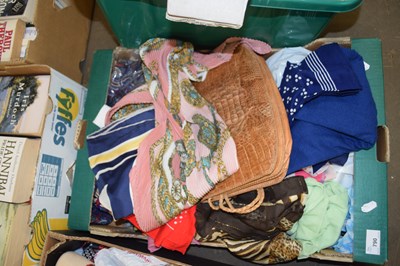 Lot 790 - ONE BOX LADIES SCARVES, HANDBAGS ETC