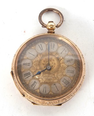 Lot 295 - A yellow metal pocket watch, stamped on the...