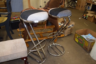 Lot 815 - PAIR OF CHROME FRAMED BAR STOOLS