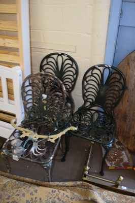 Lot 712 - Set of three cast aluminium garden chairs