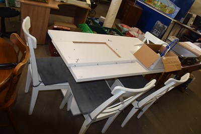 Lot 730 - Modern white finish extending dining table and...