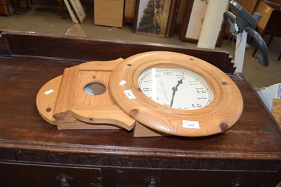 Lot 838 - PINE FRAMED WALL CLOCK MARKED 'RURAL...