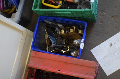 Lot 788 - Box of various clock movements, door furniture...