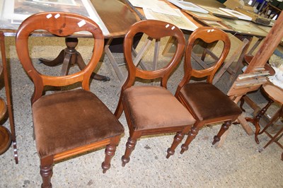 Lot 390 - THREE VICTORIAN BALLOON BACK DINING CHAIRS