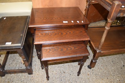 Lot 406 - NEST OF THREE OAK OCCASIONAL TABLES