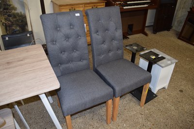 Lot 428 - PAIR OF MODERN BUTTON BACK DINING CHAIRS
