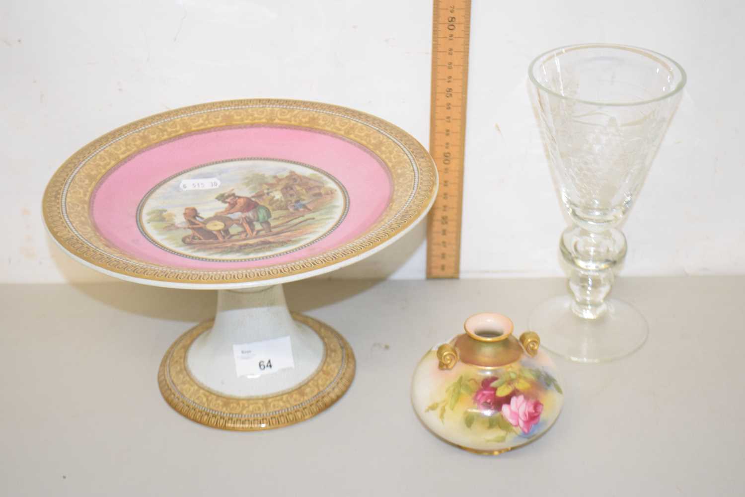 Lot 64 - A Pratt ware tazza together with a small blush...