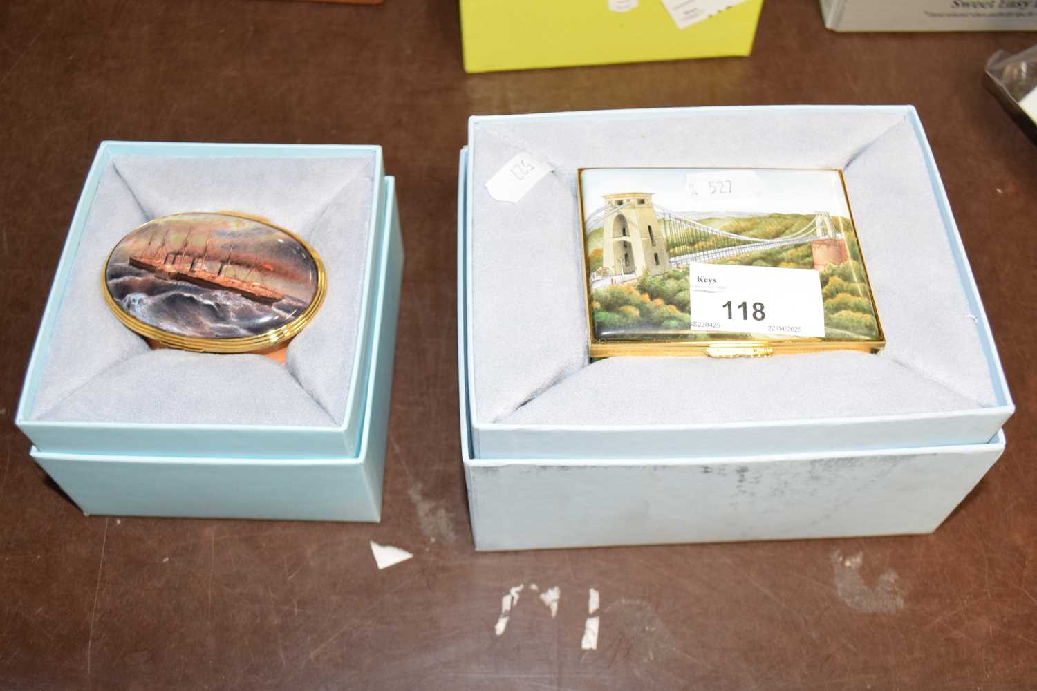Lot 118 - Halcyon Days enamels boxes The Great Western...