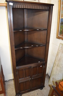 Lot 458 - 20TH CENTURY DARK OAK CORNER CABINET