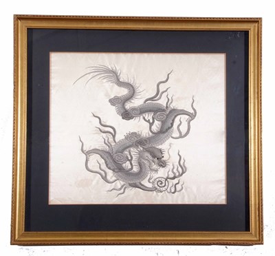 Lot 516 - A Large Embroidered Chinese Silk Dragon On A...