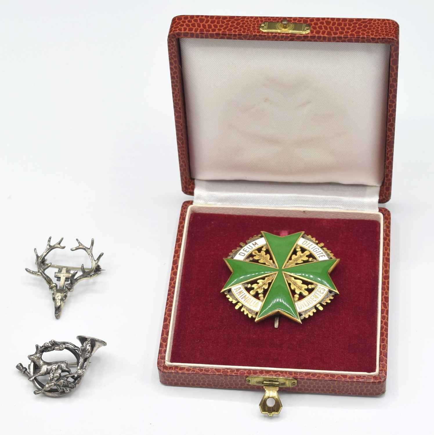 Lot 12 - Cased enamelled and silver gilt Knights Cross...