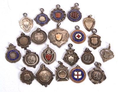 Lot 184 - Twenty hallmarked silver fobs to include seven...