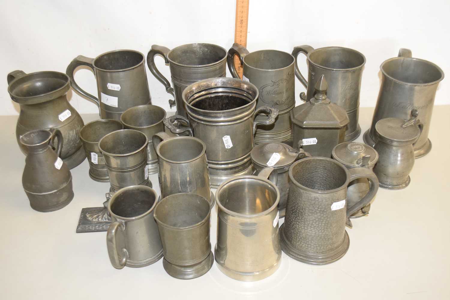 Lot 7 - A collection of various 19th Century pewter...