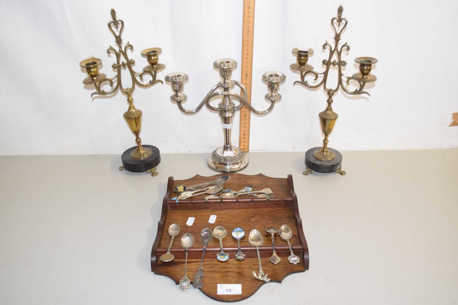 Lot 15 - Mixed Lot: Collectors spoons, a pair of brass...
