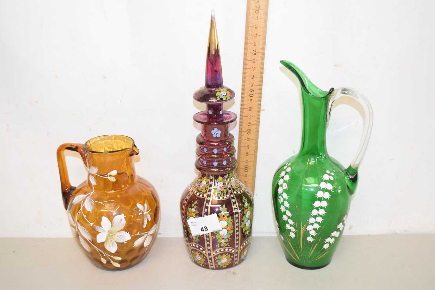 Lot 48 - Mixed Lot: A Victorian amber glass jug with...
