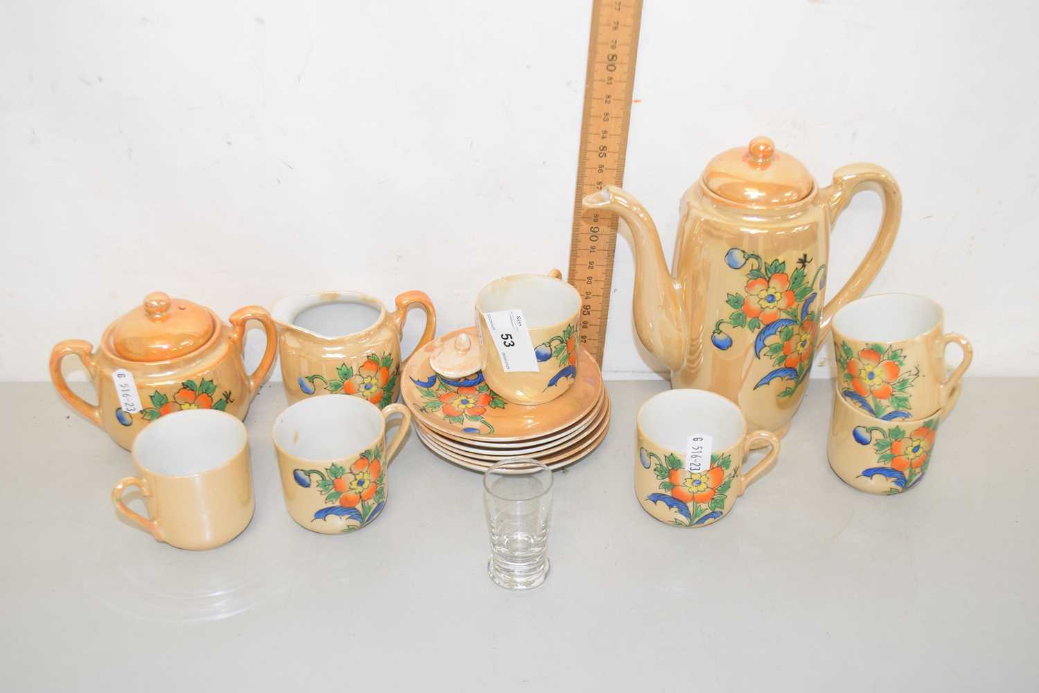Lot 53 - A vintage Japanese lustre finish tea set