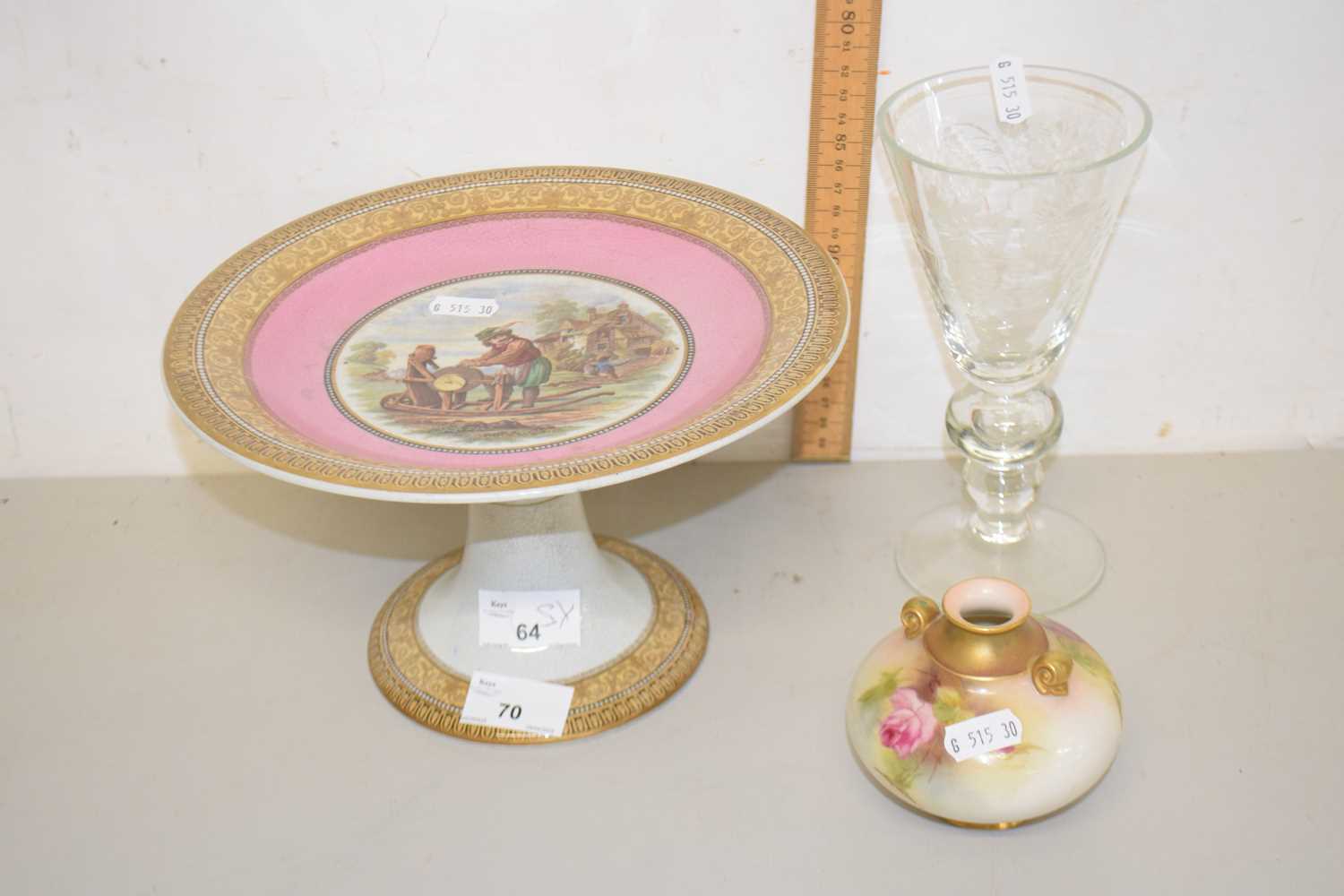 Lot 70 - A Pratt ware tazza together with a small blush...